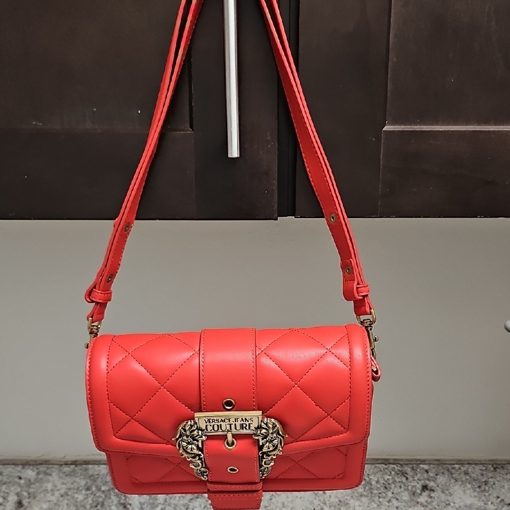 Versace Jeans Collection Red Quilted Shoulder Bag